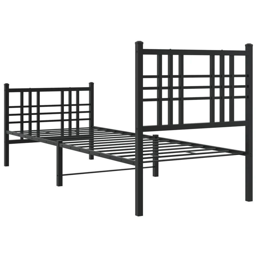 Cadre de lit métal sans matelas avec pied de lit noir 80x200 cm - 6