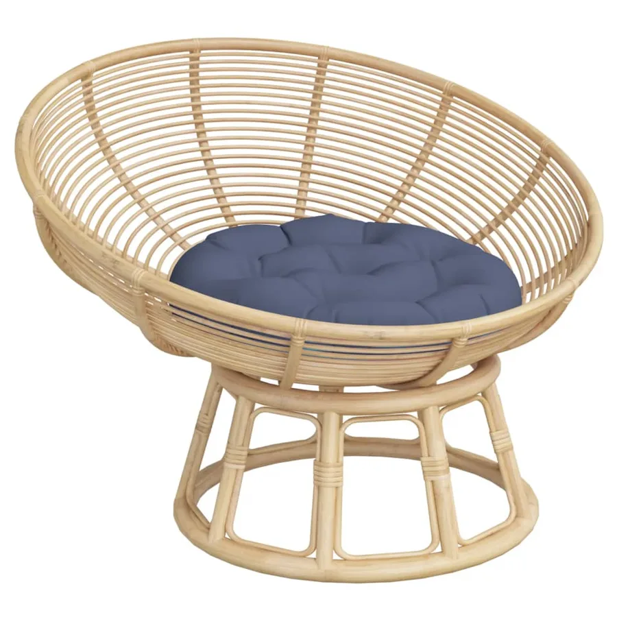 Coussin rond bleu marine Ø 60x11 cm tissu oxford - 3