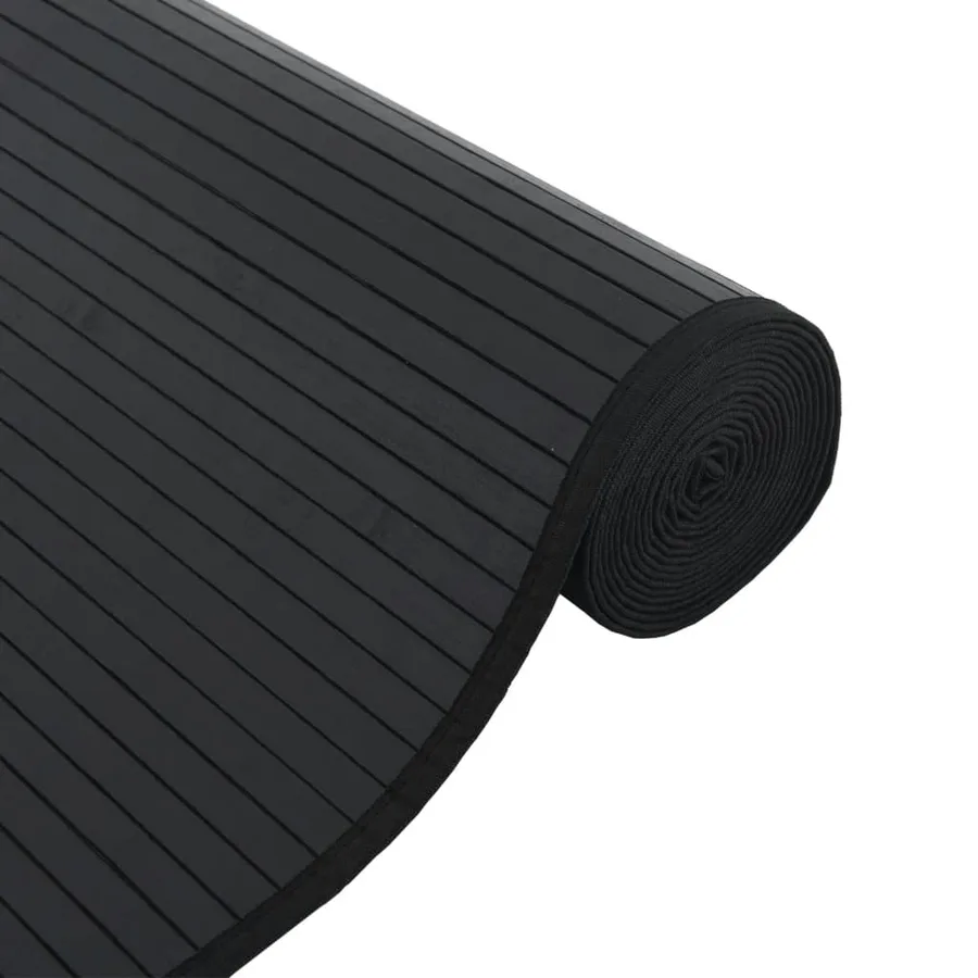 Tapis rectangulaire noir 60x100 cm bambou - 4
