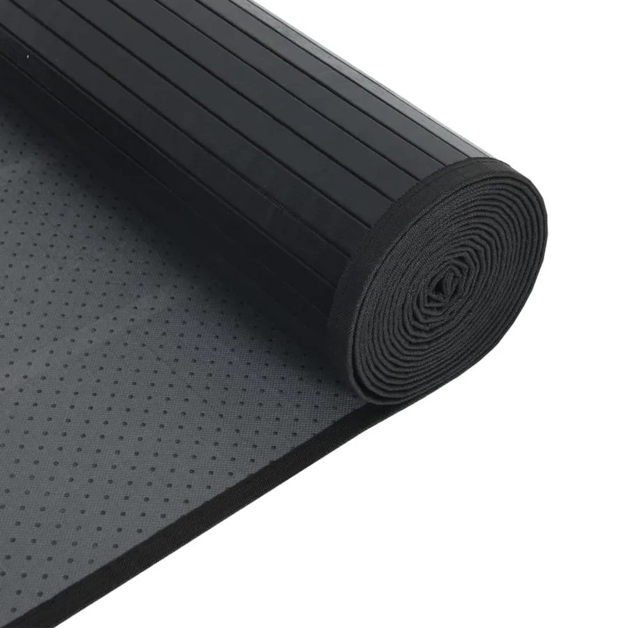 Tapis rectangulaire noir 60x100 cm bambou - 5