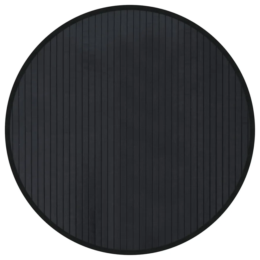 Tapis rond noir 60 cm bambou - 2