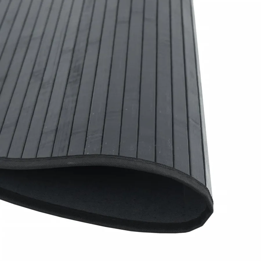 Tapis rond noir 60 cm bambou - 4