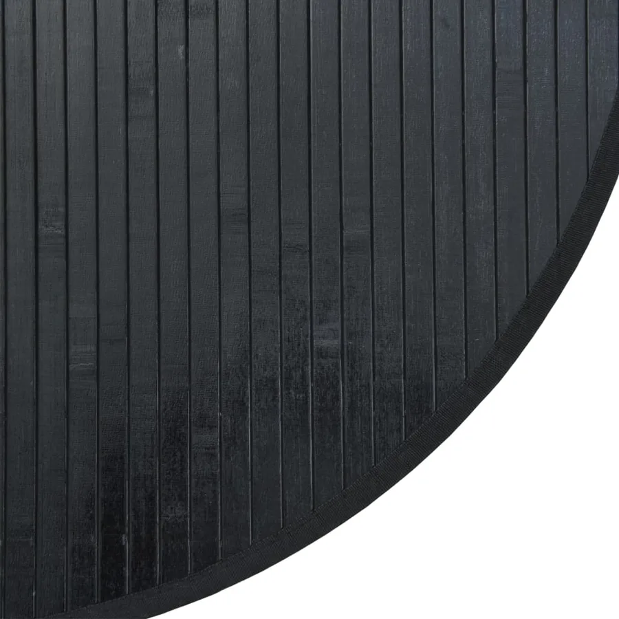 Tapis rond noir 60 cm bambou - 6