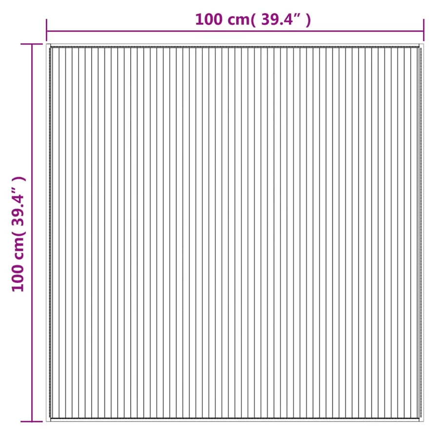 Tapis carré naturel clair 100x100 cm bambou - 8