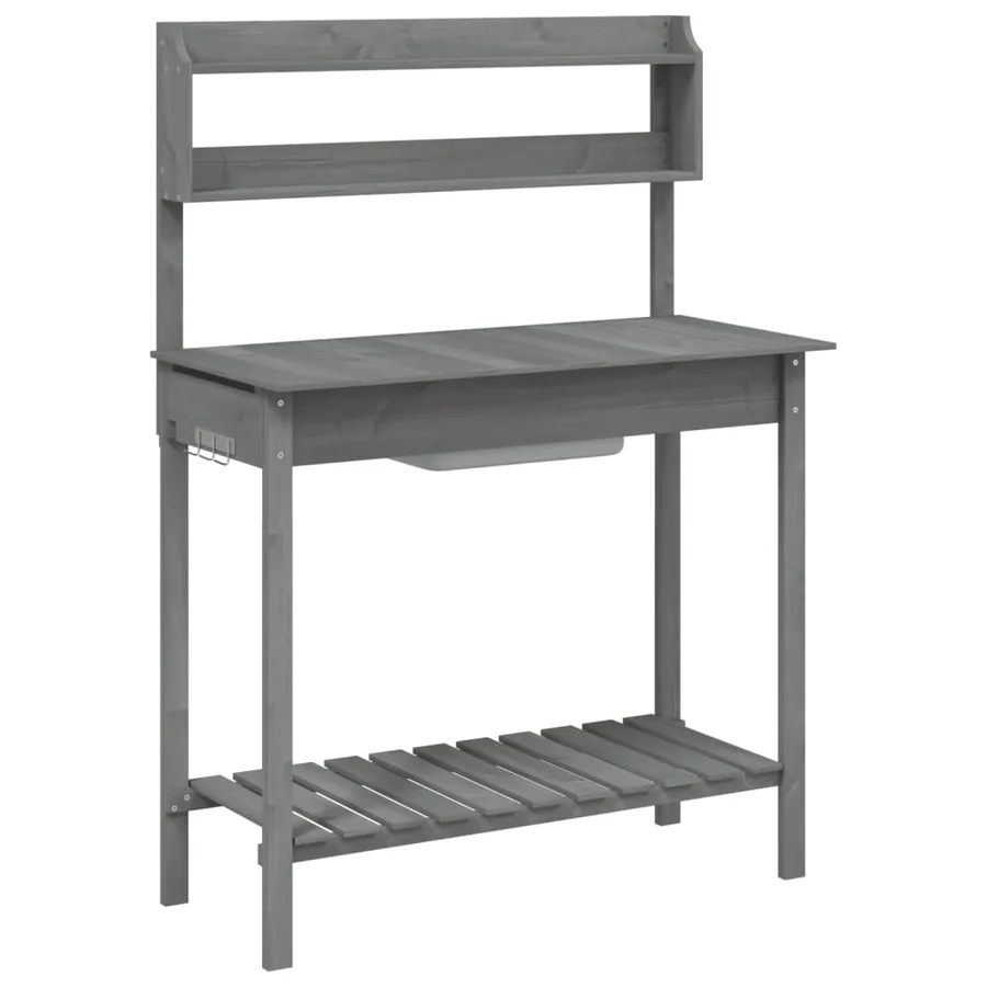Table de rempotage avec évier gris bois massif de de sapin - 2