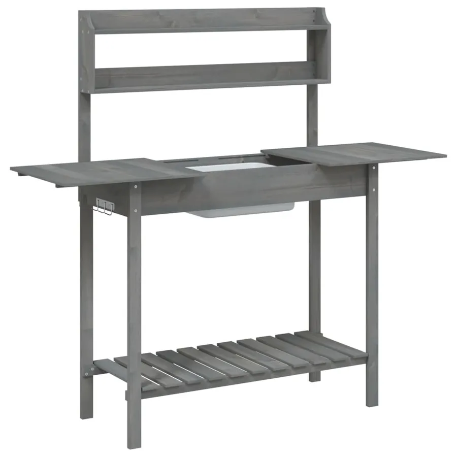 Table de rempotage avec évier gris bois massif de de sapin - 6