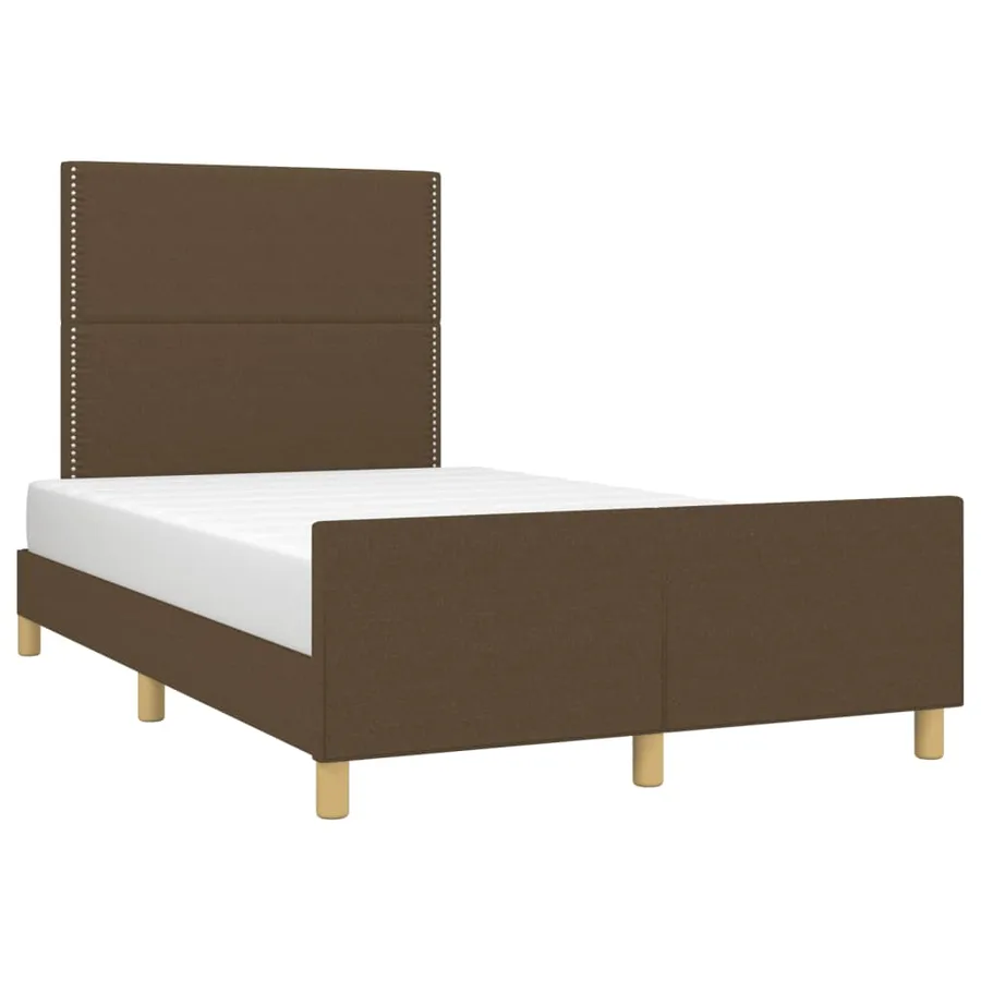 Cadre de lit sans matelas marron foncé 120x190 cm tissu - 4