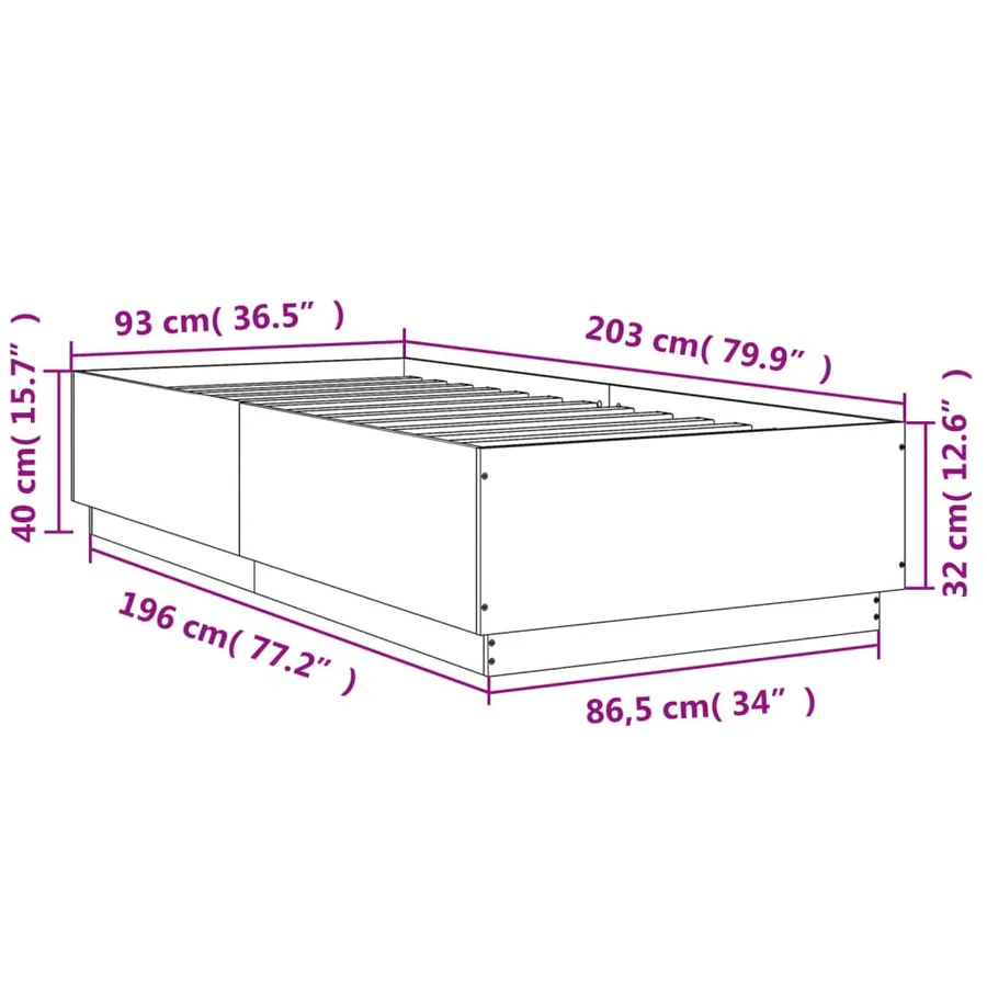 Cadre de lit sans matelas blanc 90x200 cm - 9