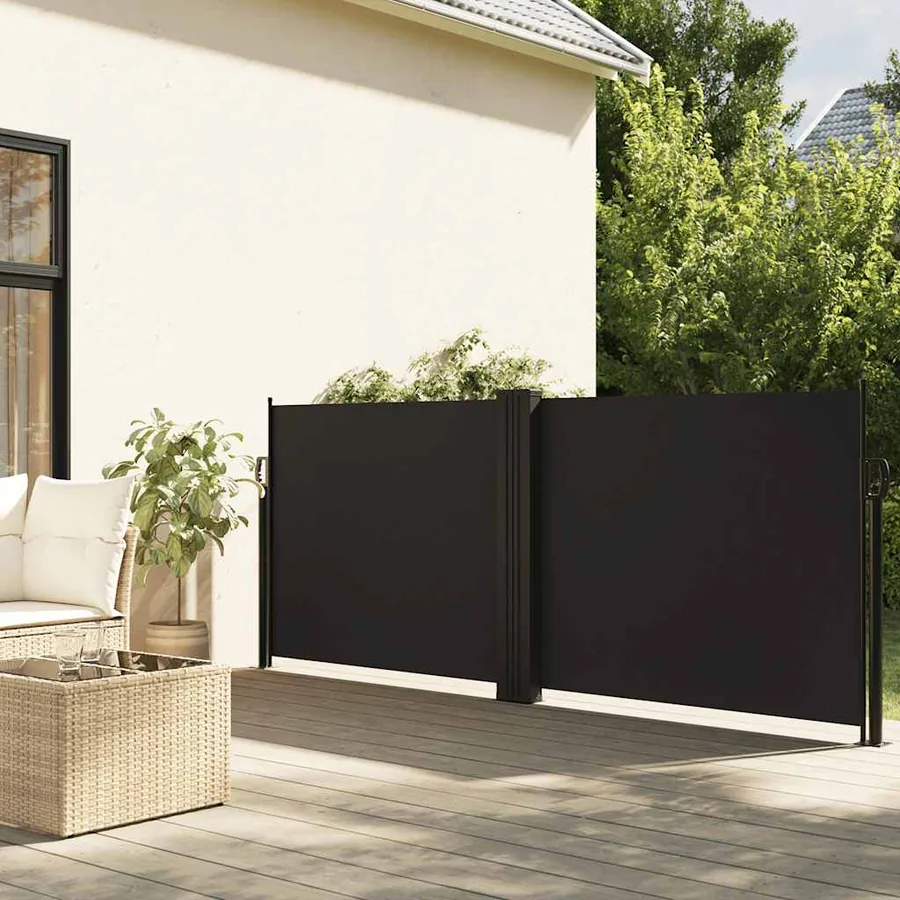 Auvent latéral rétractable noir 120x1200 cm