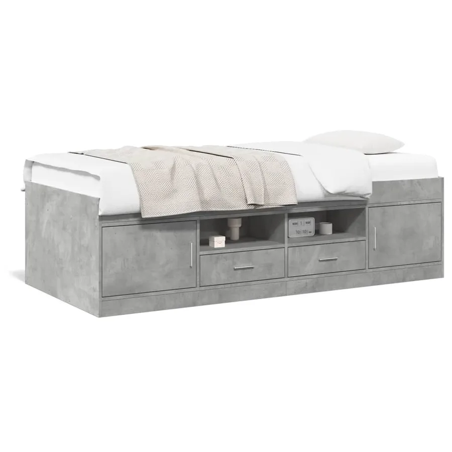 Lit de jour avec tiroirs sans matelas gris béton 100x200 cm - 2