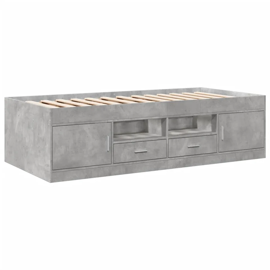 Lit de jour avec tiroirs sans matelas gris béton 100x200 cm - 3