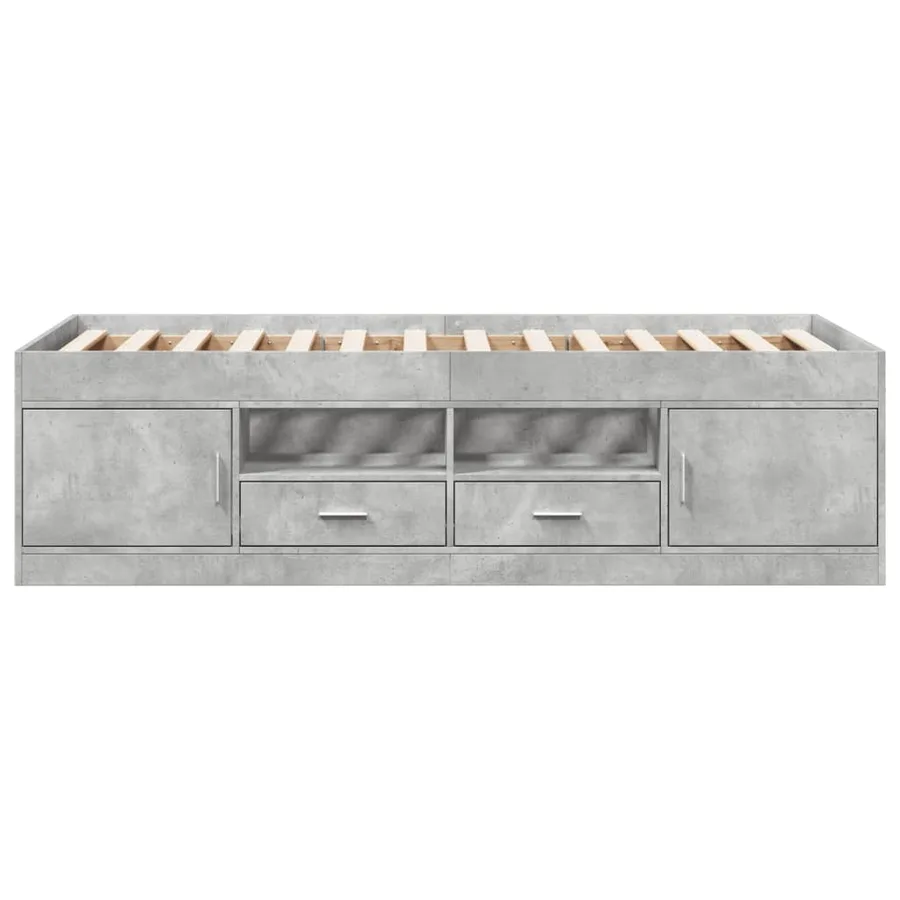 Lit de jour avec tiroirs sans matelas gris béton 100x200 cm - 4