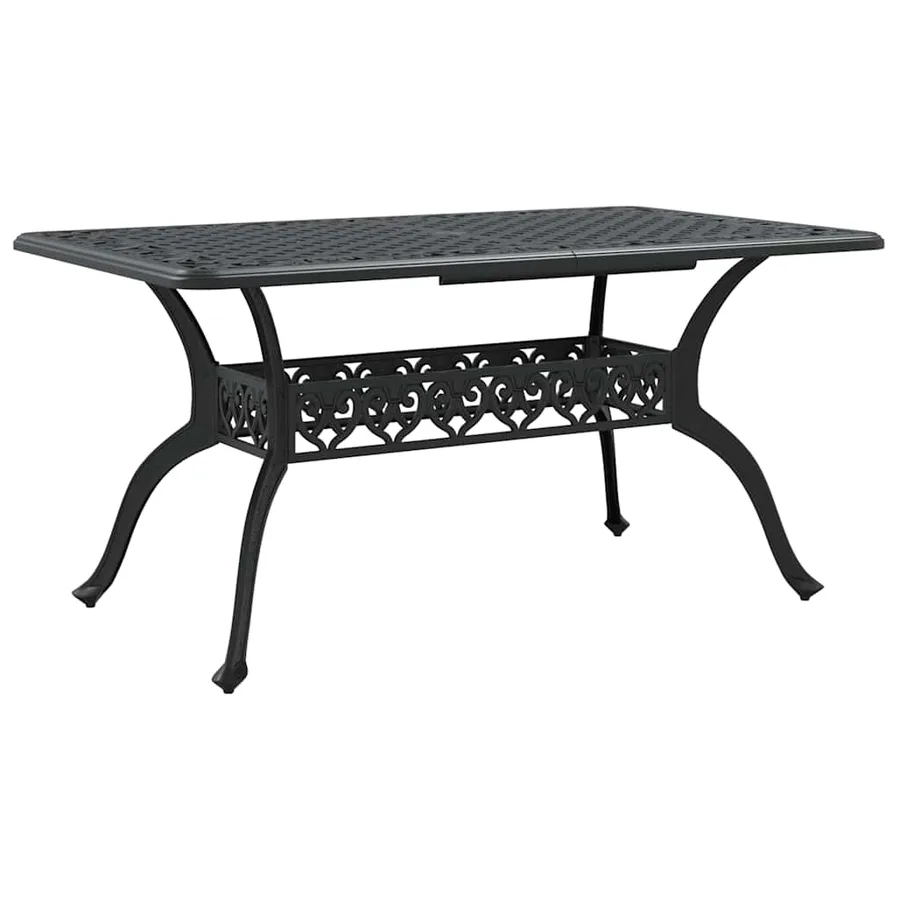 Table de jardin noir 150x90x72 cm aluminium coulé - 2
