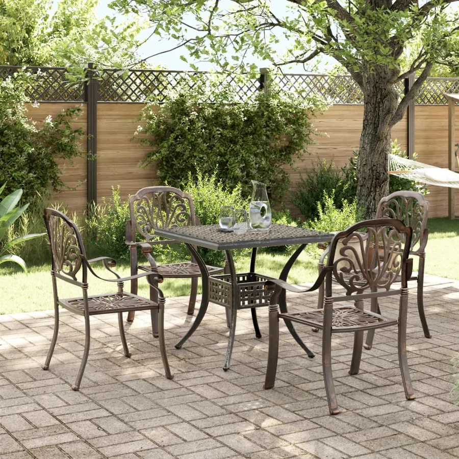 Ensemble manger de jardin 5 pcs bronze aluminium coulé