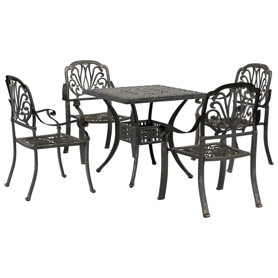 Ensemble manger de jardin 5 pcs bronze aluminium coulé - 2