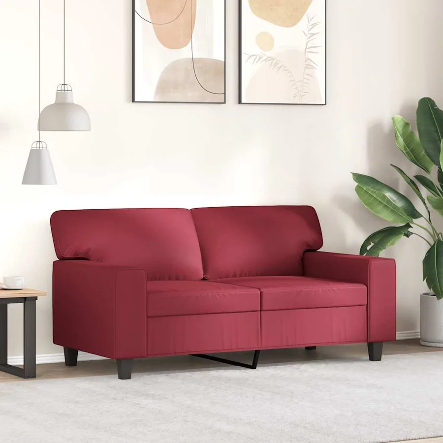 Canapé à 2 places Rouge bordeaux 120 cm Similicuir - 3