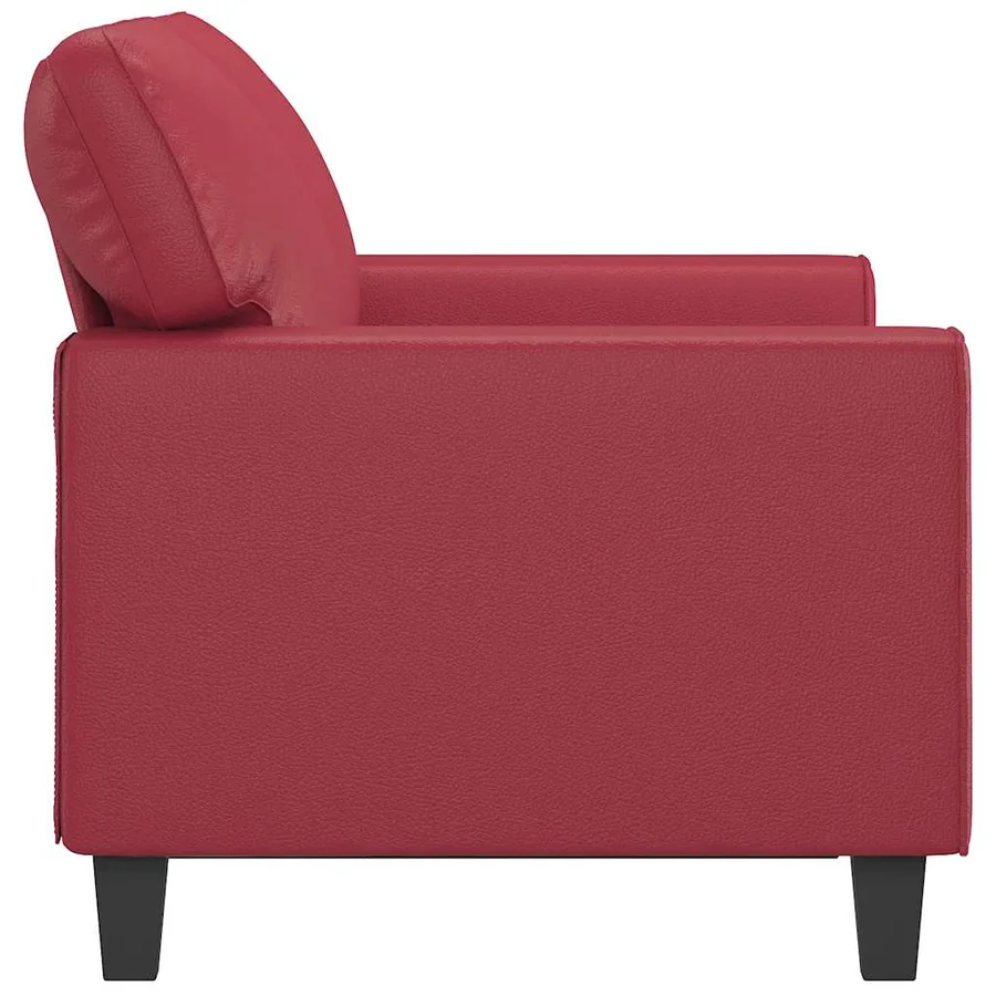 Canapé à 2 places Rouge bordeaux 120 cm Similicuir - 5