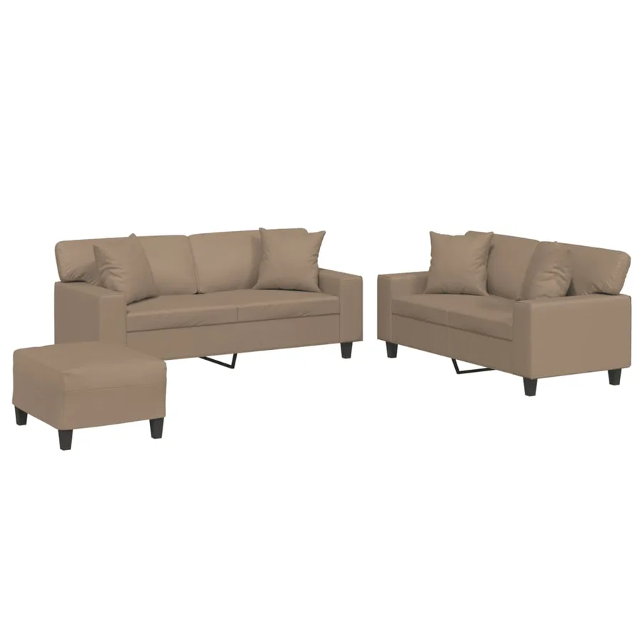 Ensemble de canapés 3 pcs avec coussins cappuccino similicuir - 2
