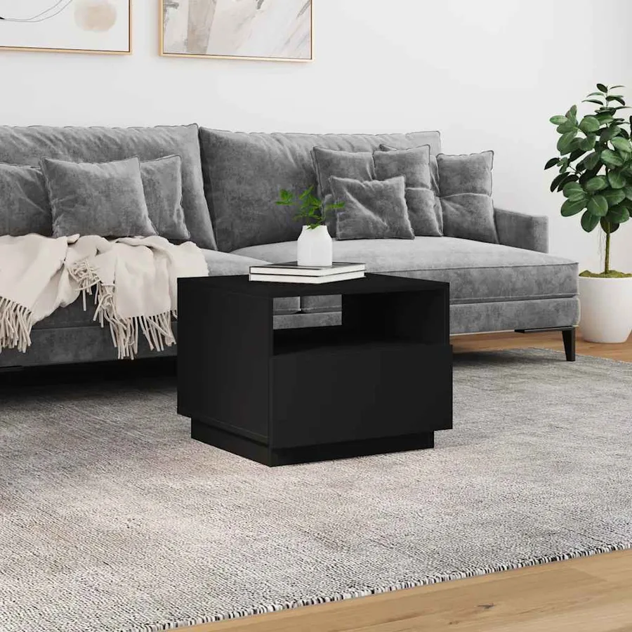 Table basse avec lumières LED noir 50x49x40 cm - 4