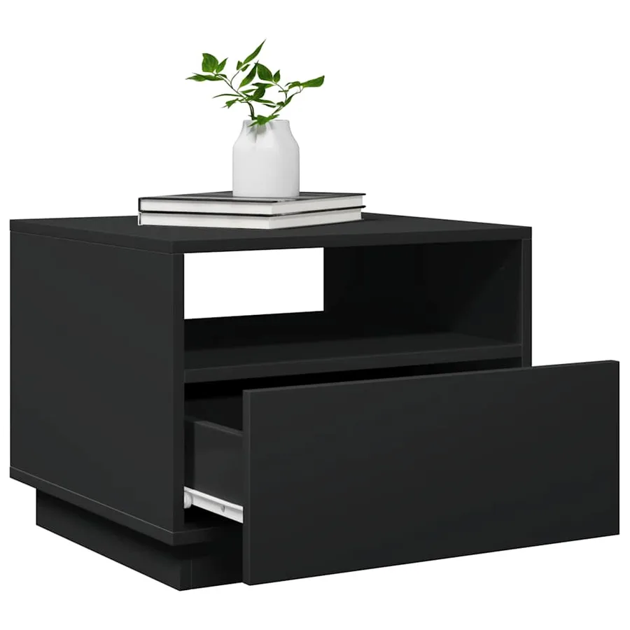 Table basse avec lumières LED noir 50x49x40 cm - 6
