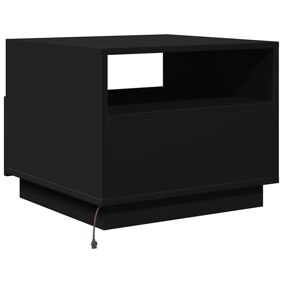 Table basse avec lumières LED noir 50x49x40 cm - 9