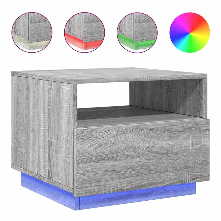 Table basse avec lumières LED sonoma gris 50x49x40 cm - 2
