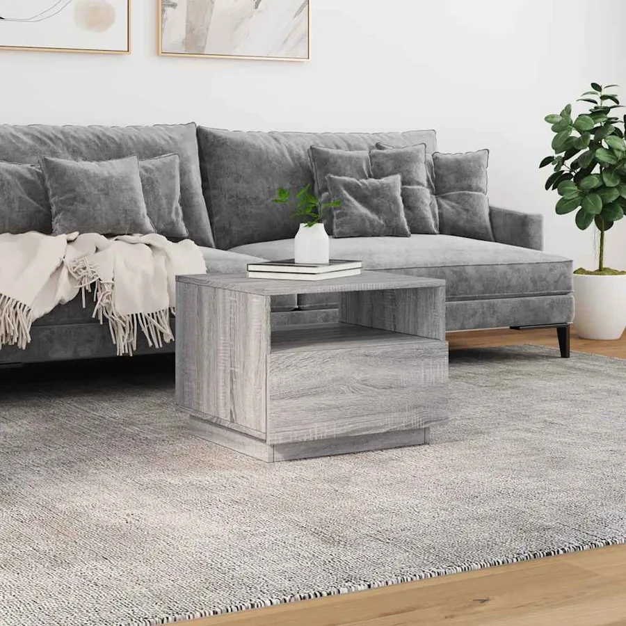 Table basse avec lumières LED sonoma gris 50x49x40 cm - 4