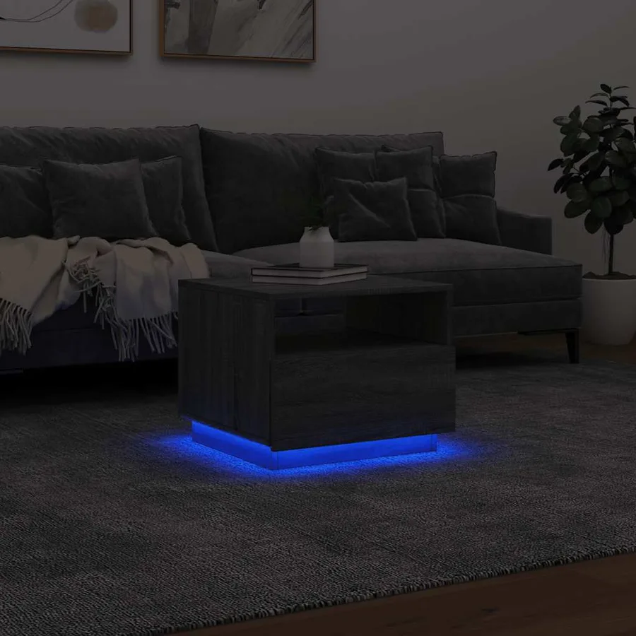 Table basse avec lumières LED sonoma gris 50x49x40 cm - 5