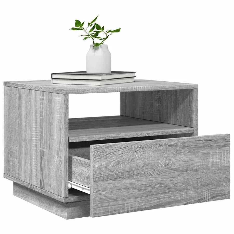 Table basse avec lumières LED sonoma gris 50x49x40 cm - 6