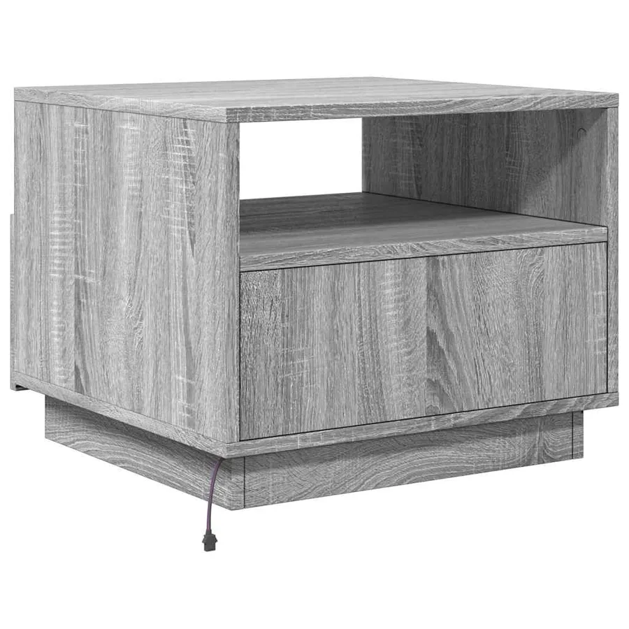 Table basse avec lumières LED sonoma gris 50x49x40 cm - 9