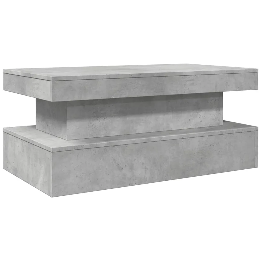 Table basse avec lumières LED gris béton 90x50x40 cm - 3