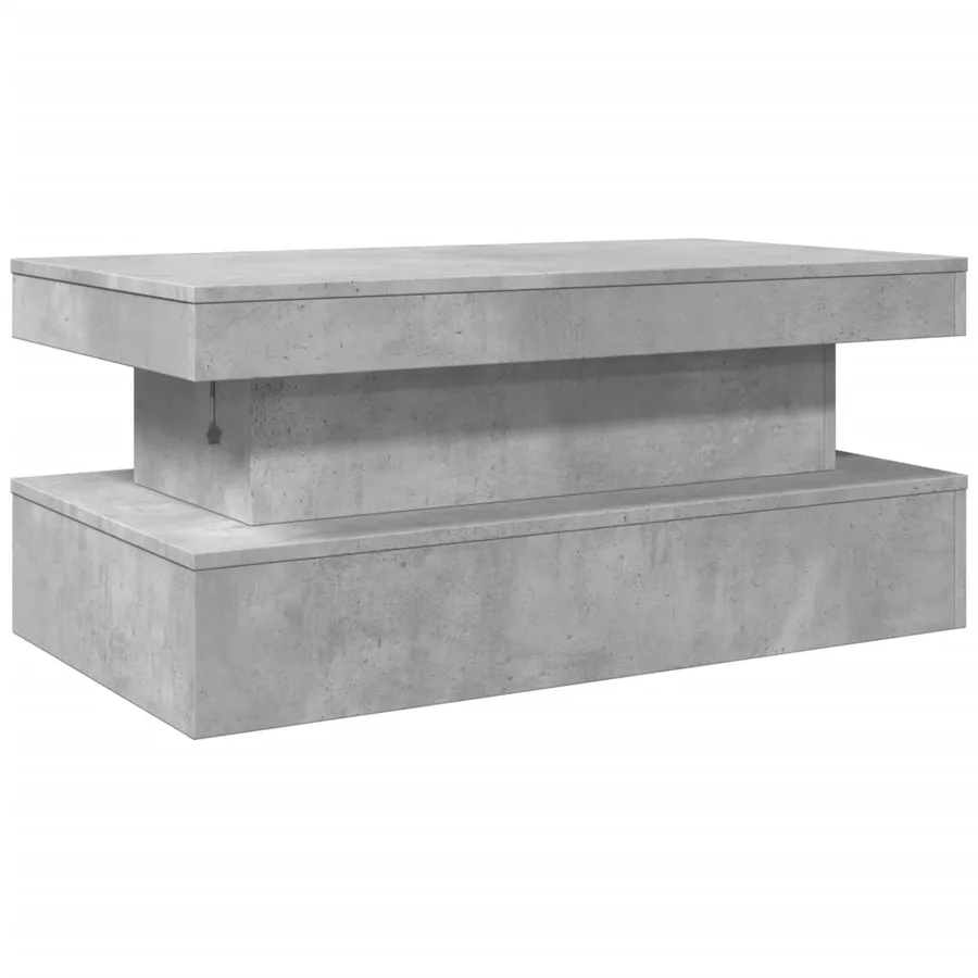 Table basse avec lumières LED gris béton 90x50x40 cm - 9