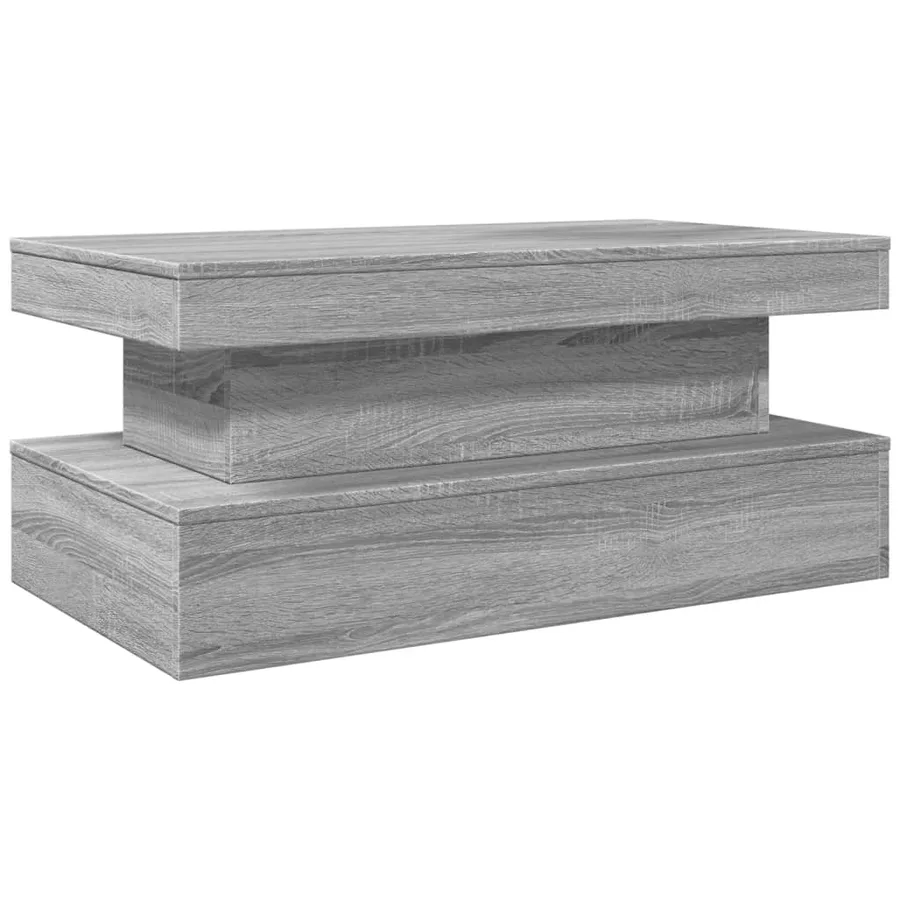 Table basse avec lumières LED gris sonoma 90x50x40 cm - 3