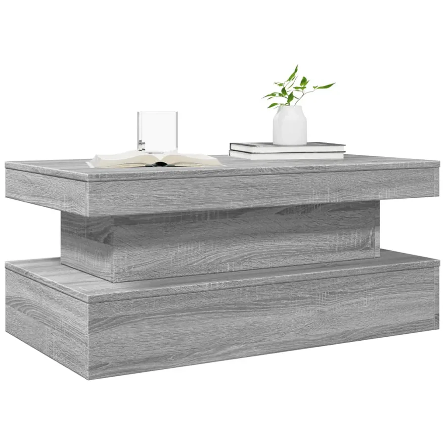 Table basse avec lumières LED gris sonoma 90x50x40 cm - 6