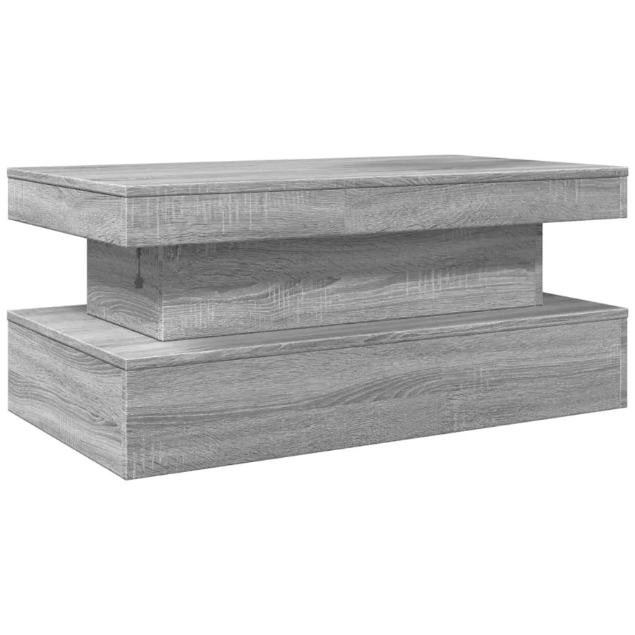 Table basse avec lumières LED gris sonoma 90x50x40 cm - 9