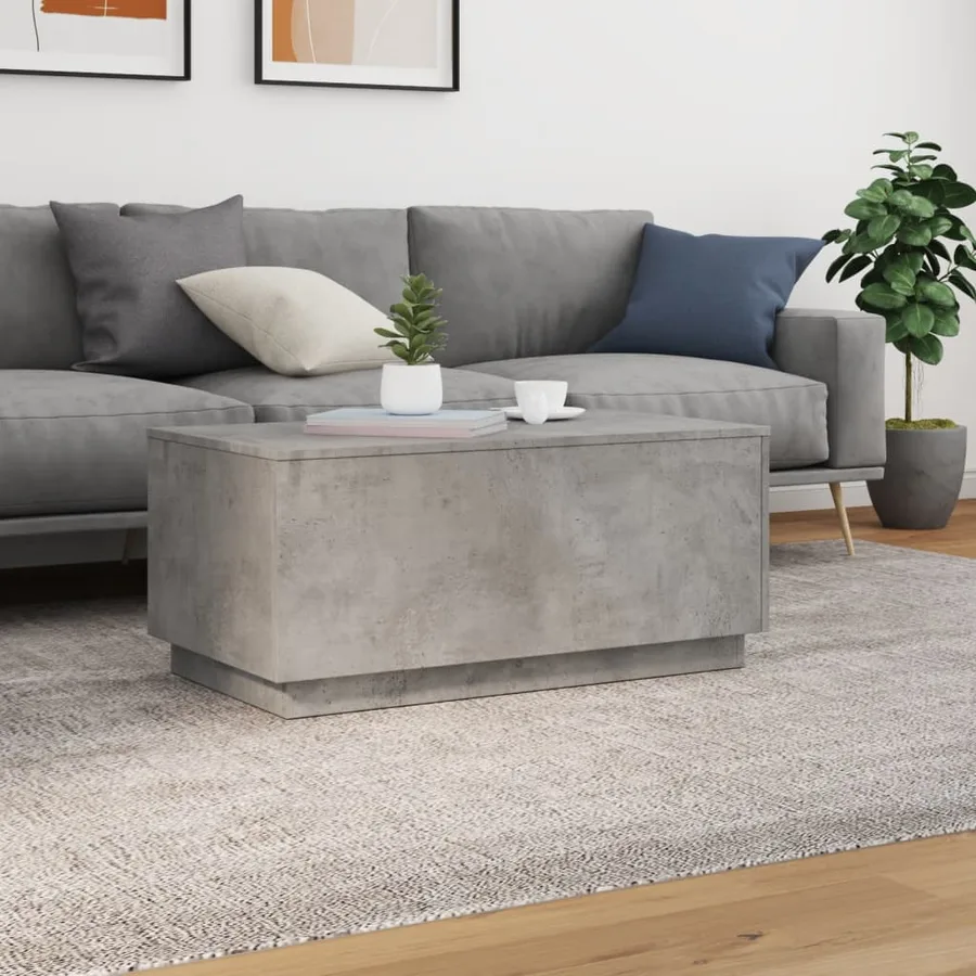 Table basse avec lumières LED gris béton 90x50x40 cm - 4