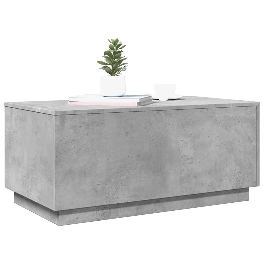 Table basse avec lumières LED gris béton 90x50x40 cm - 6