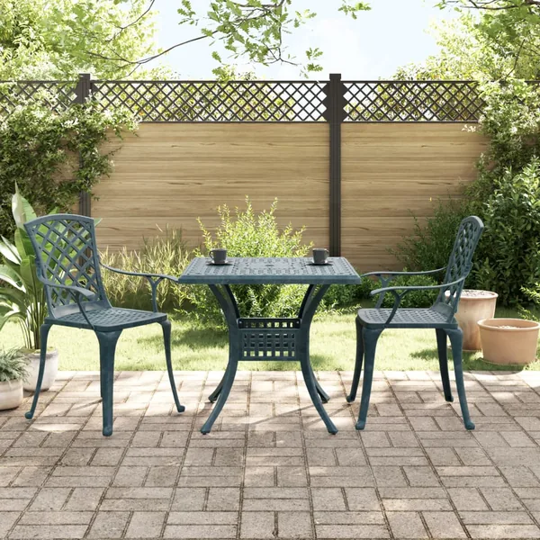 Ensemble de bistro 3 pcs vert aluminium coulé
