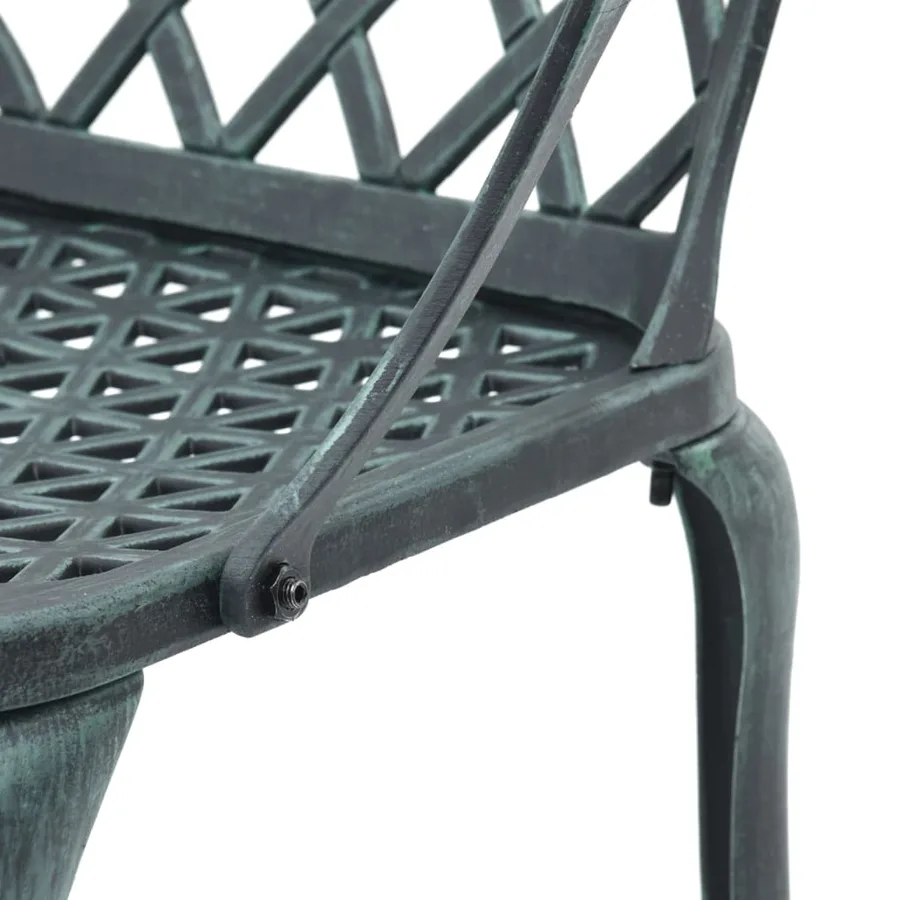 Ensemble de bistro 3 pcs vert aluminium coulé - 10