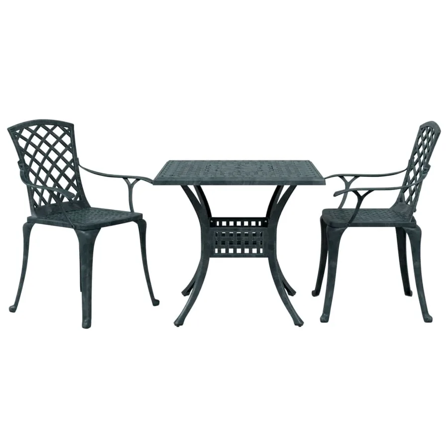 Ensemble de bistro 3 pcs vert aluminium coulé - 2