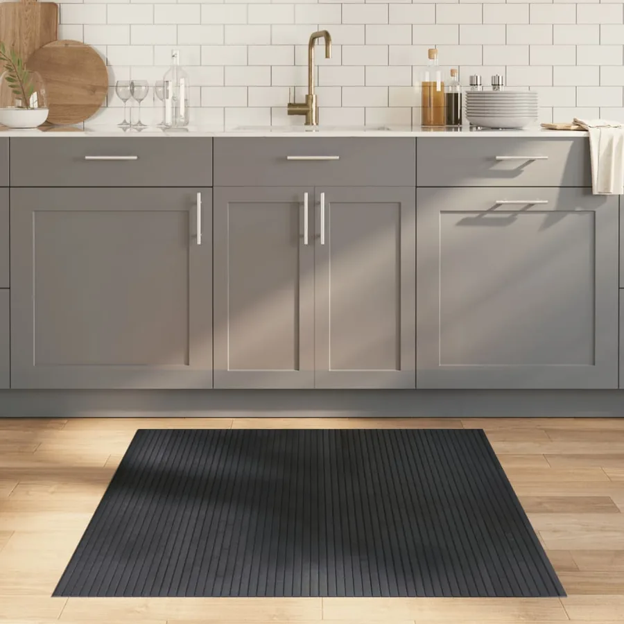 Tapis rectangulaire gris 100x100 cm bambou