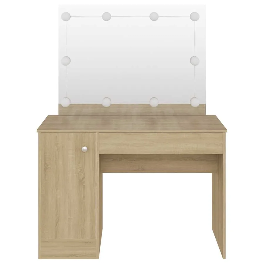 Table de maquillage avec éclairage LED 110x55x145 cm MDF Chêne - 3