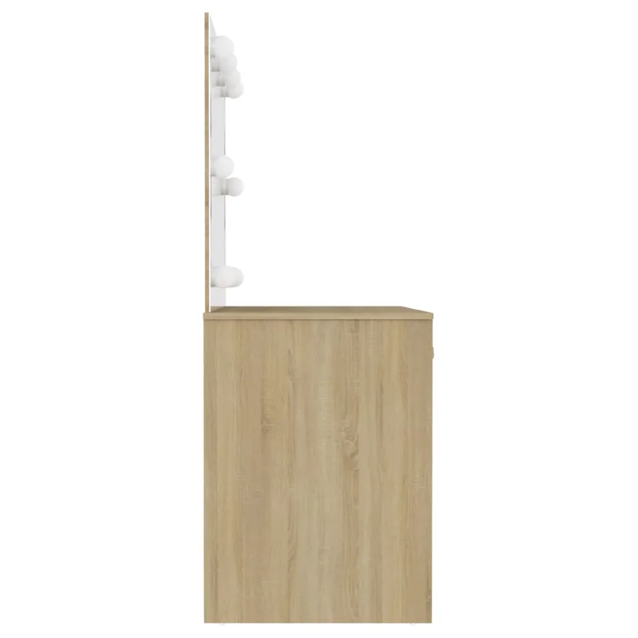 Table de maquillage avec éclairage LED 110x55x145 cm MDF Chêne - 4