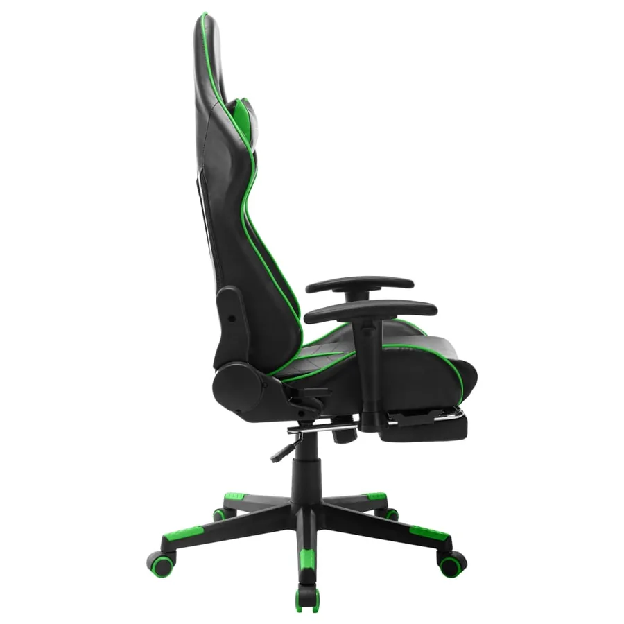 Chaise de jeu avec repose-pied Noir et vert Cuir artificiel - 3