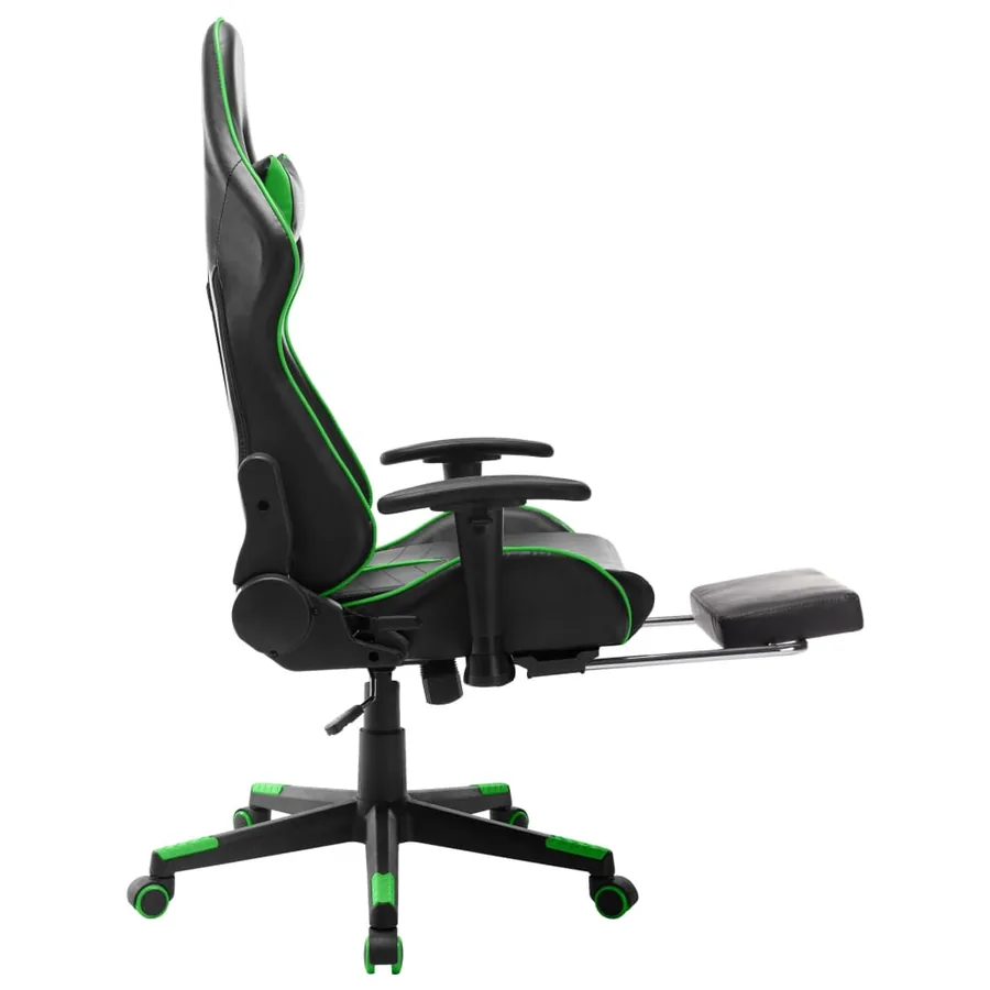 Chaise de jeu avec repose-pied Noir et vert Cuir artificiel - 5