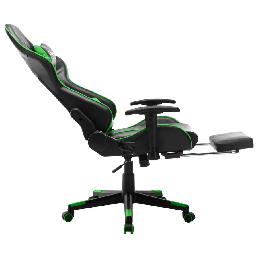 Chaise de jeu avec repose-pied Noir et vert Cuir artificiel - 7