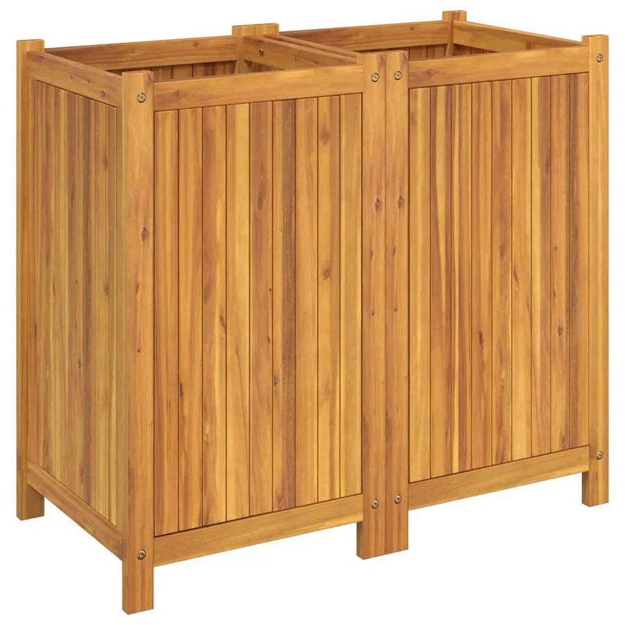 Jardinière avec doublure 84x42x75 cm bois massif d'acacia - 5
