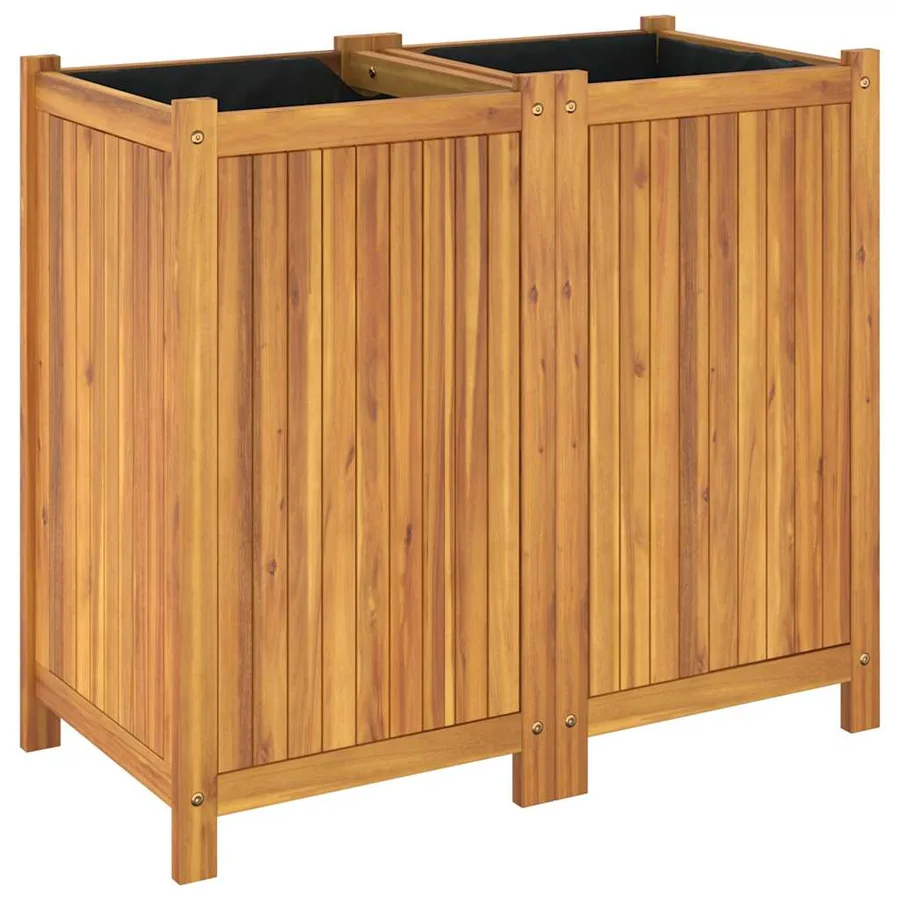 Jardinière avec doublure 84x42x75 cm bois massif d'acacia - 7