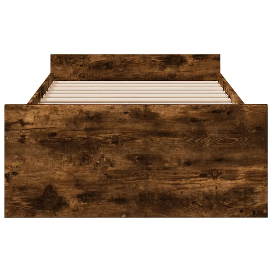 Cadre de lit avec tiroirs sans matelas chêne fumé 75x190 cm - 4