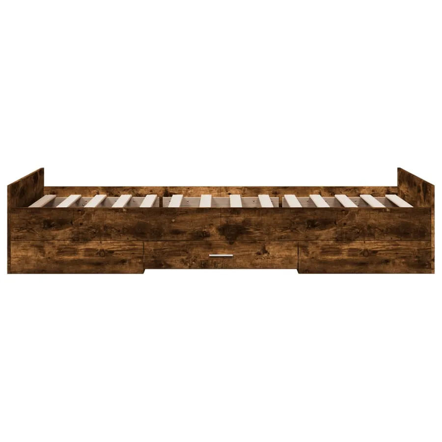 Cadre de lit avec tiroirs sans matelas chêne fumé 75x190 cm - 5